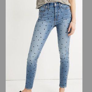 Madewell Heart Print 10" High-Rise Skinny Crop Jeans